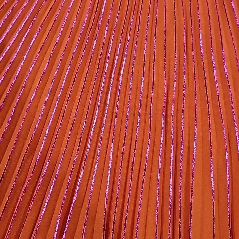 NWOT Anthropologie Neon Pleated Midi Skirt Small Vibrant Medium Orange - Picture 5 of 7